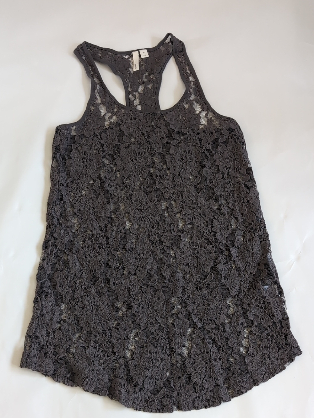Frenchi Gray Floral Lace Racerback Cami Tank Top - XS
